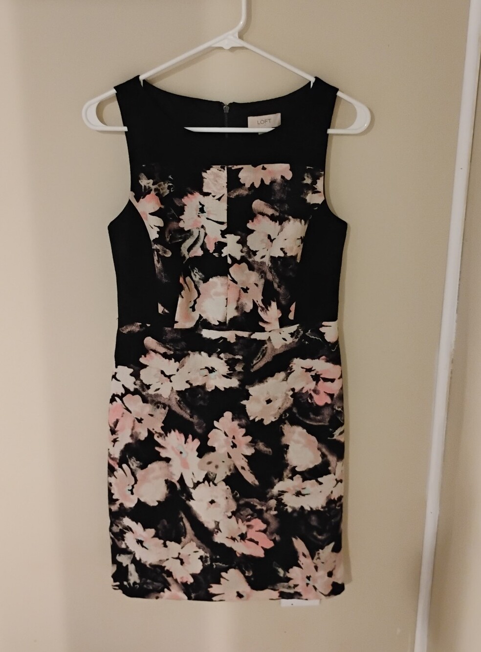 Ann Taylor Loft Pink Floral Sleeveless Sheath Office Dress Sz 0